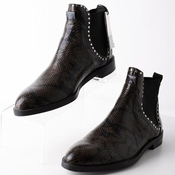 Zara Womens Flat Ankle Boots Sz 6 Eu 36 Snakeskin - Picture 1 of 9